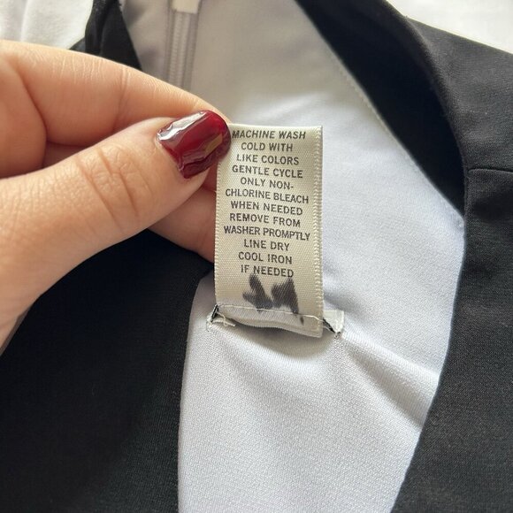 Cache Dress Womens 10 Black White Contrast Midi Sheath Sleeveless Business Y2K - Picture 6 of 9